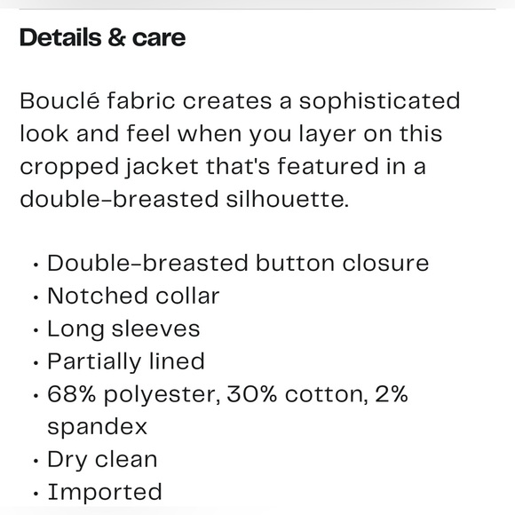 🎉HP🎉Amanda & Chelsea Double Breasted Cropped Jacket. Ladies Large. - Picture 4 of 14